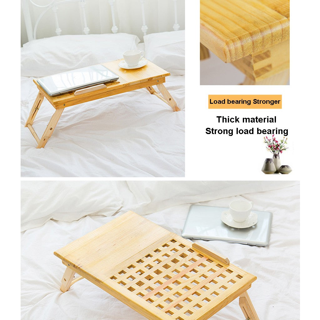 Height Adjustment Laptop Tray Desk Solid Wood Foldable Lazy Table Bed Tray