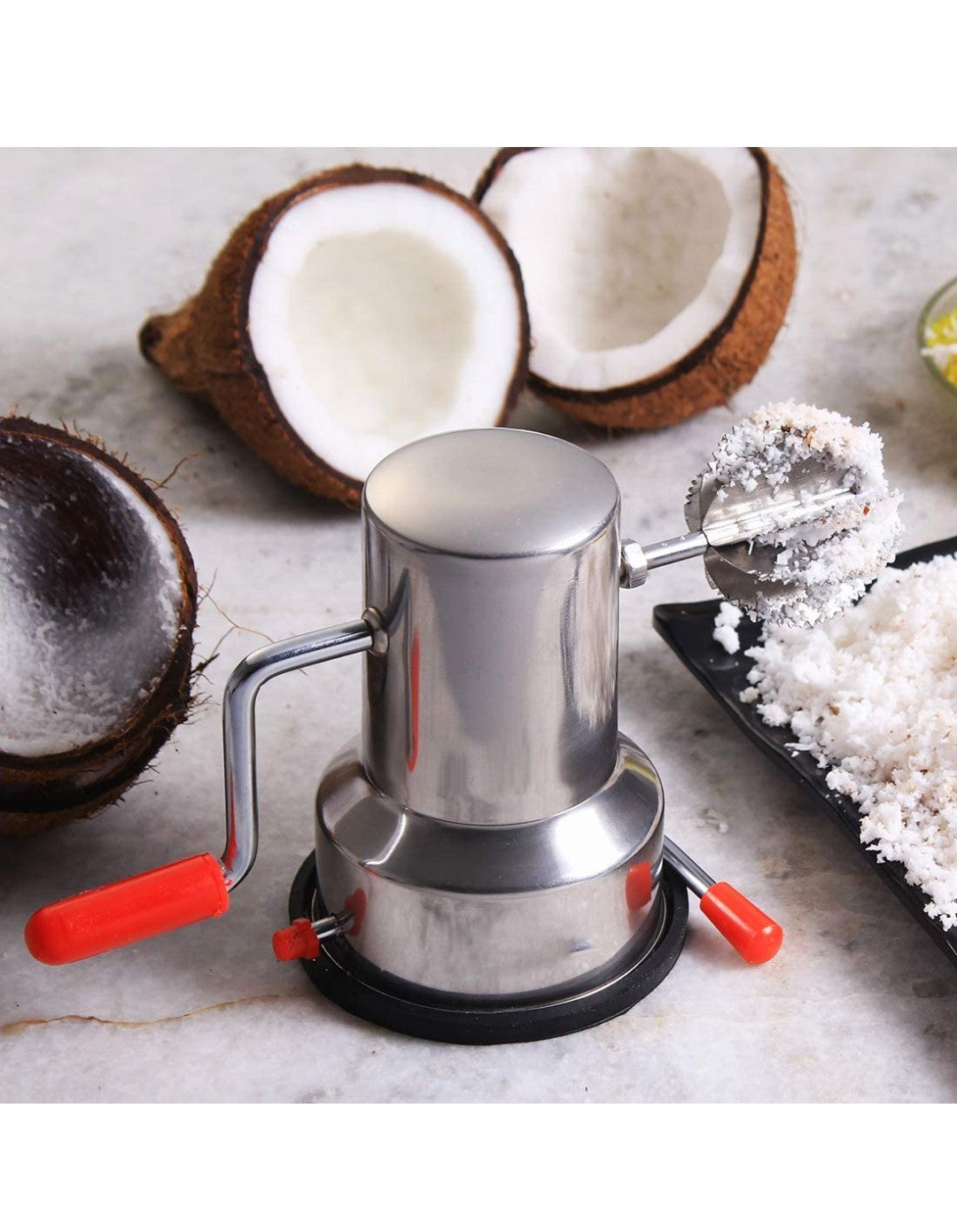 SUMAN EXPORT Coconut Scraper Grater Shredder Stainless Steel Rust Free Vacuum Based Free Shipping Kitchen Gadget Tool Easy To Use Portable And Light Weight Indian Product