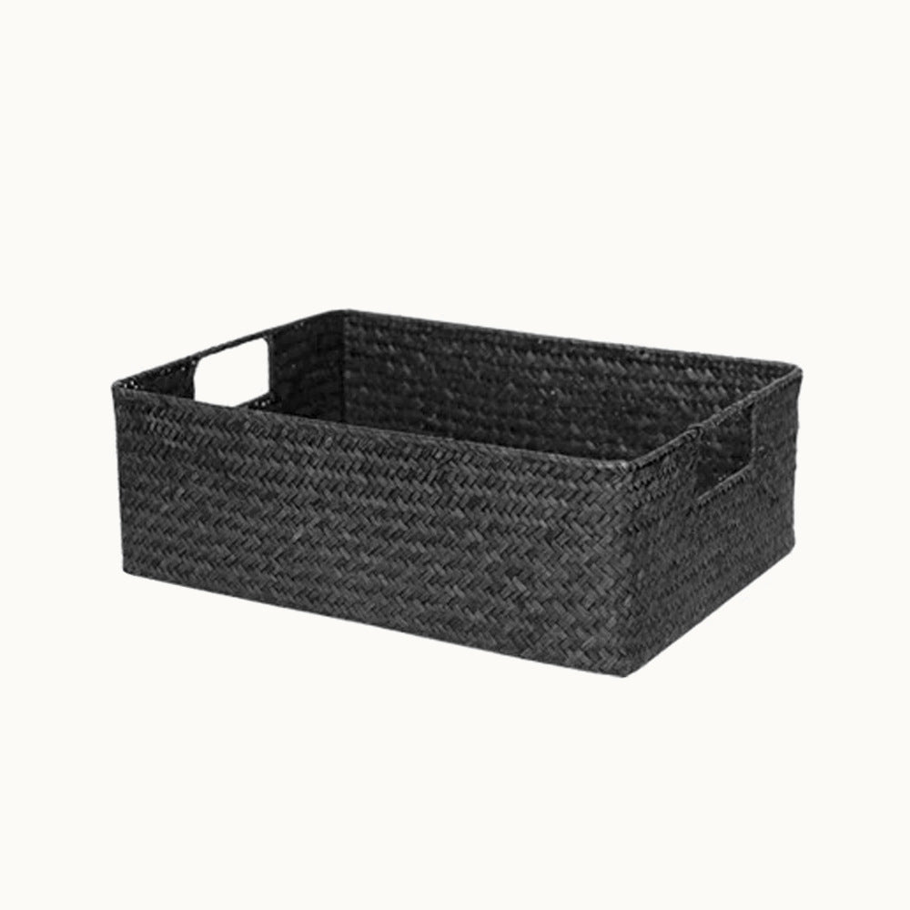 Traditional hand woven three piece storage basket