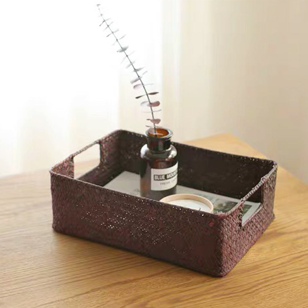 Traditional hand woven three piece storage basket