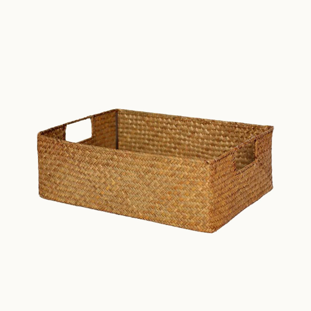 Traditional hand woven three piece storage basket