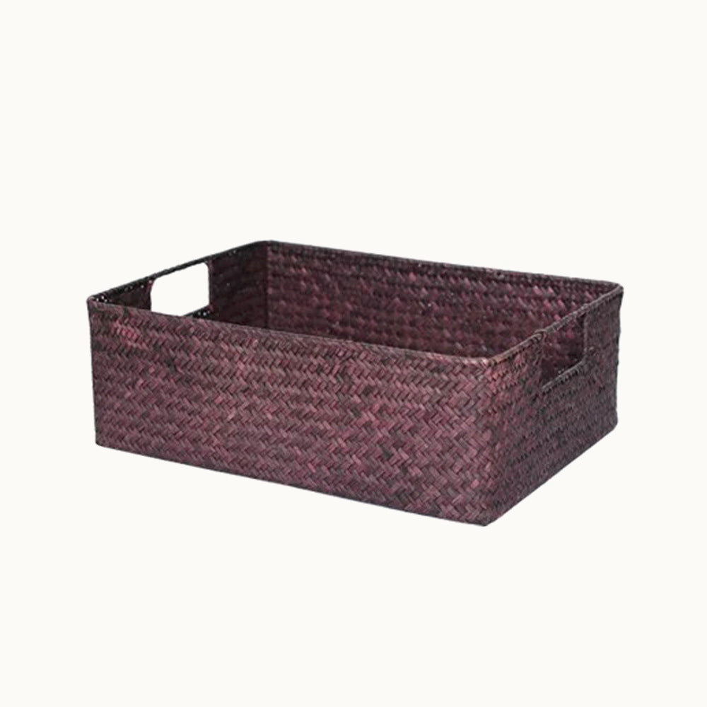 Traditional hand woven three piece storage basket