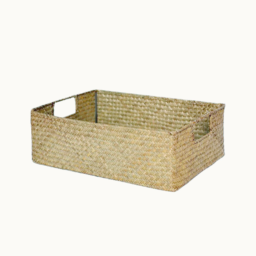 Traditional hand woven three piece storage basket