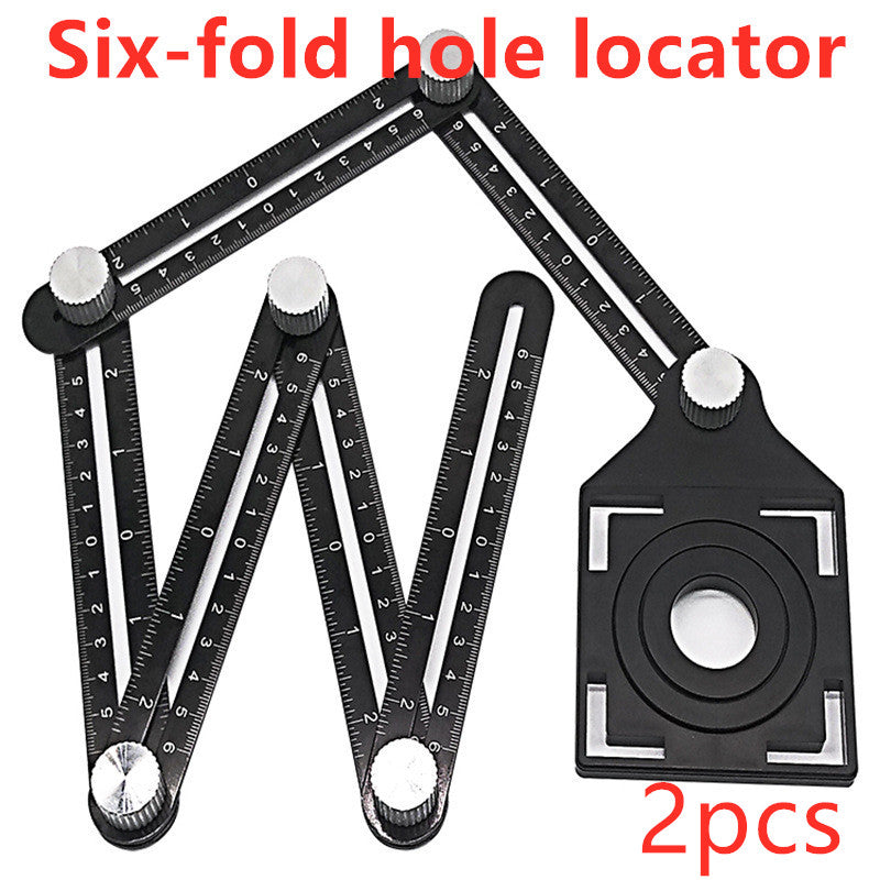 Aluminum Alloy Six Folding Multi Angle Measuring Ruler Floor Tile Hole Locator Template