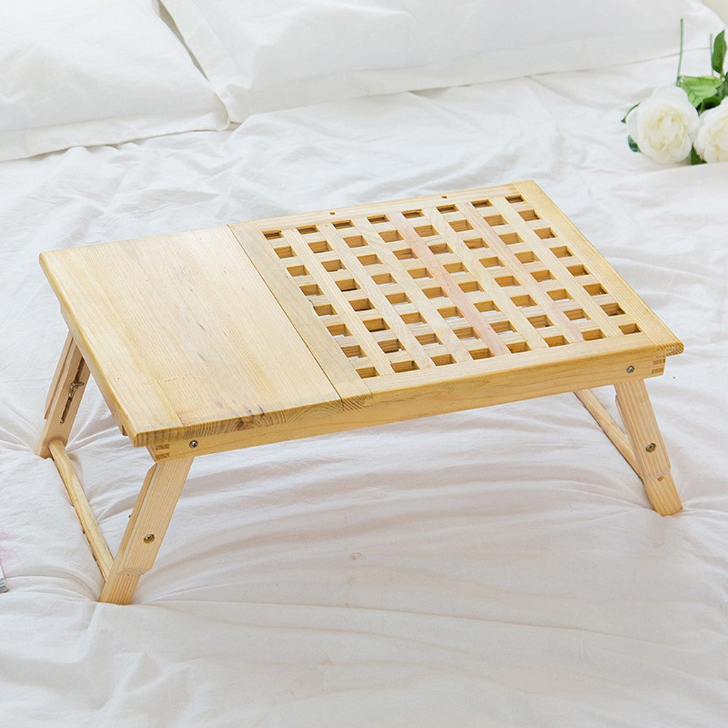 Height Adjustment Laptop Tray Desk Solid Wood Foldable Lazy Table Bed Tray