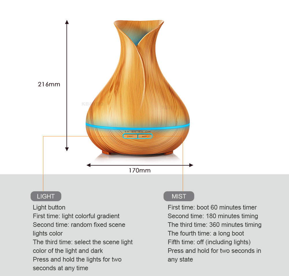 400 ml humidifier 7 Changement DE Couleur LED Lumieres pour Home Office.