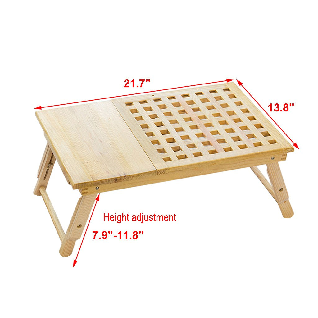Height Adjustment Laptop Tray Desk Solid Wood Foldable Lazy Table Bed Tray