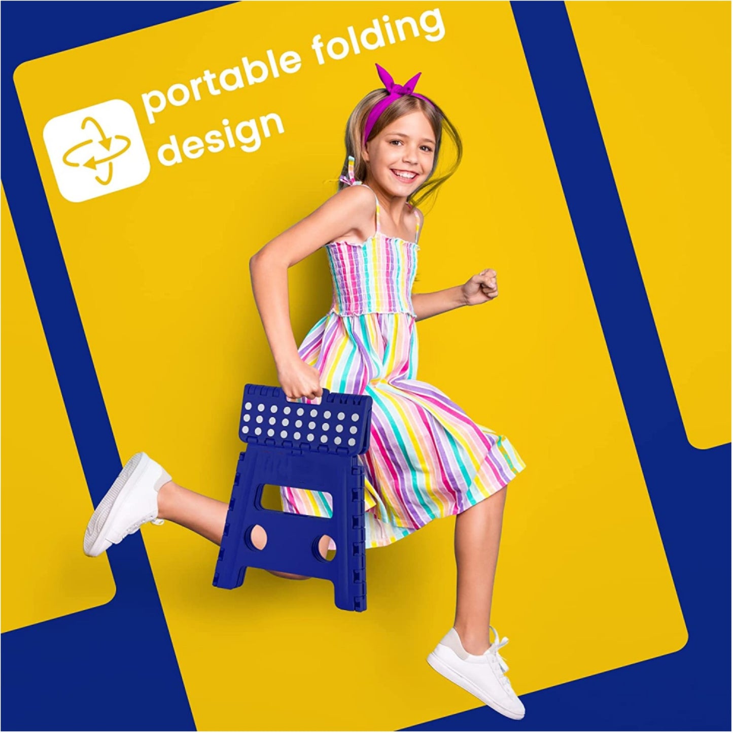 13 Inch Height Stepping Stool Premium Heavy Duty Foldable Stool For Kids & Adults