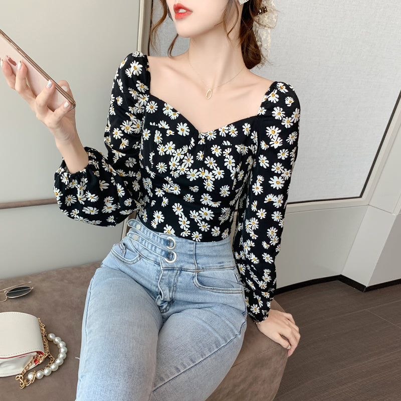 Top Female Daisy Floral Chiffon Shirt Design Sense A Small Collection