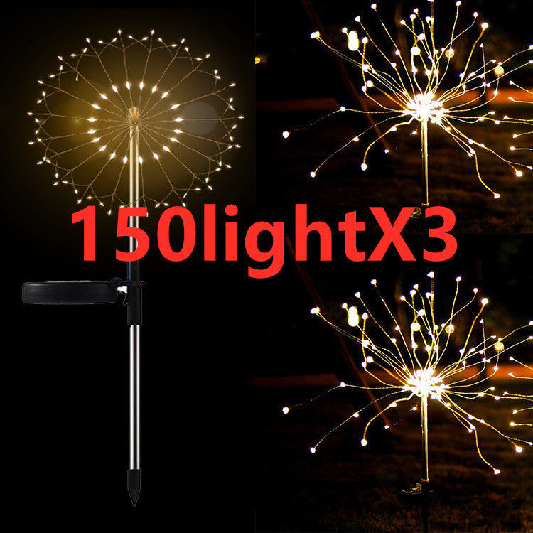 New Ground Plug Solar Fireworks Light LED Light String Copper Wire Outdoor Garden Decoration Star Lights Christmas Lights