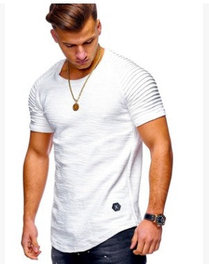 Men's Round Neck Slim Solid Color Short Sleeved T-shirt