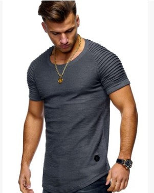 Men's Round Neck Slim Solid Color Short Sleeved T-shirt