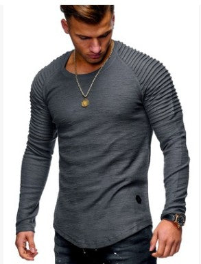 Men's Round Neck Slim Solid Color Short Sleeved T-shirt