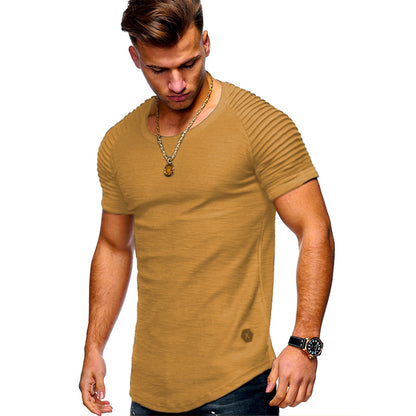 Men's Round Neck Slim Solid Color Short Sleeved T-shirt