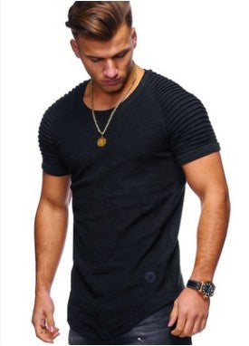 Men's Round Neck Slim Solid Color Short Sleeved T-shirt