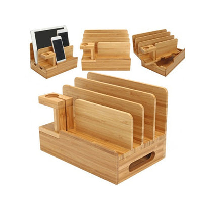 Multifunctional Smart Phone Charging Rack Made Of Bamboo