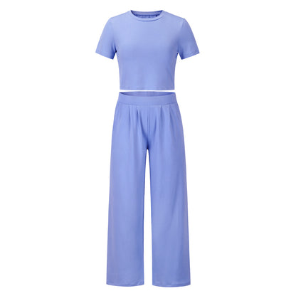 Short Sleeved T Shirt And Trousers Two Piece Suit Women