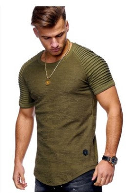 Men's Round Neck Slim Solid Color Short Sleeved T-shirt