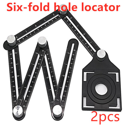 Aluminum Alloy Six Folding Multi Angle Measuring Ruler  Floor Tile Hole Locator Template