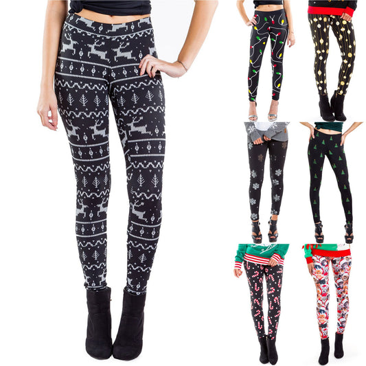 Christmas Costume Printed Slim-fit Trousers