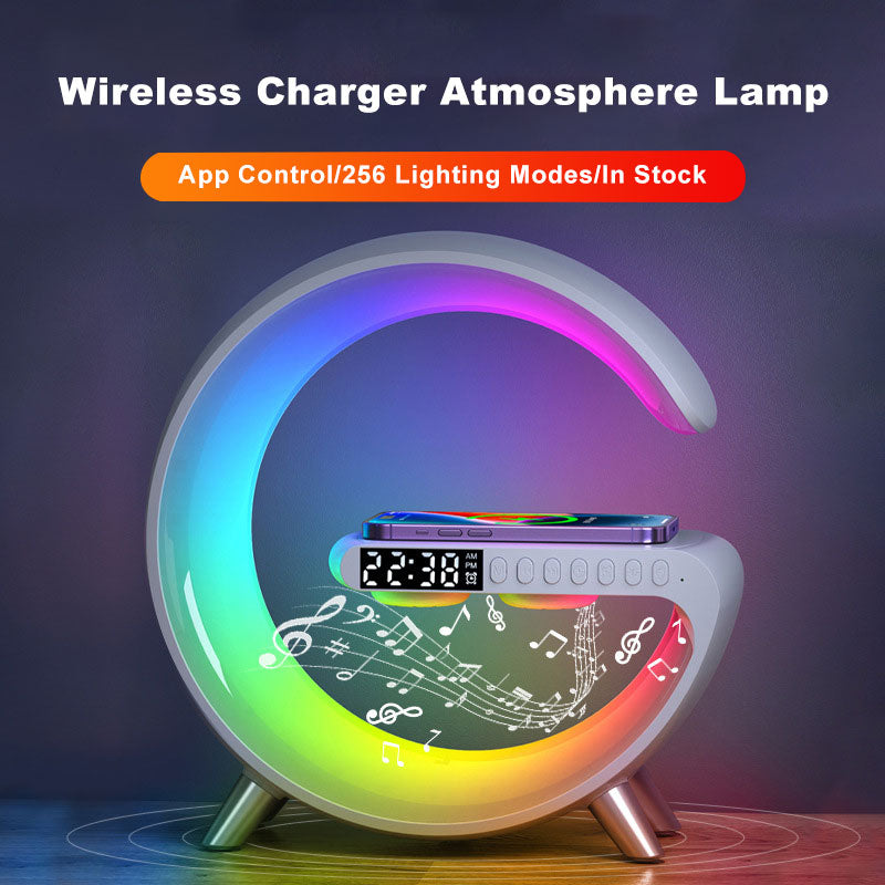 Intelligent Atmosphere Lamp Bluetooth Speaker Wireless Charger Bedside Lamp Sunrise Wake-up Lamp Polar Lamp Alarm Clock