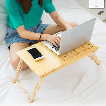 Height Adjustment Laptop Tray Desk Solid Wood Foldable Lazy Table Bed Tray