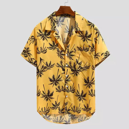 Hawaiian Holiday Print Button Casual Short Sleeve Shirt