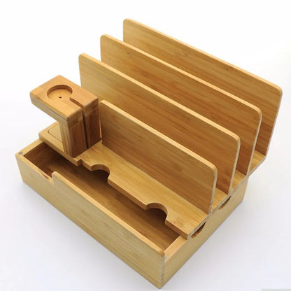 Multifunctional Smart Phone Charging Rack Made Of Bamboo