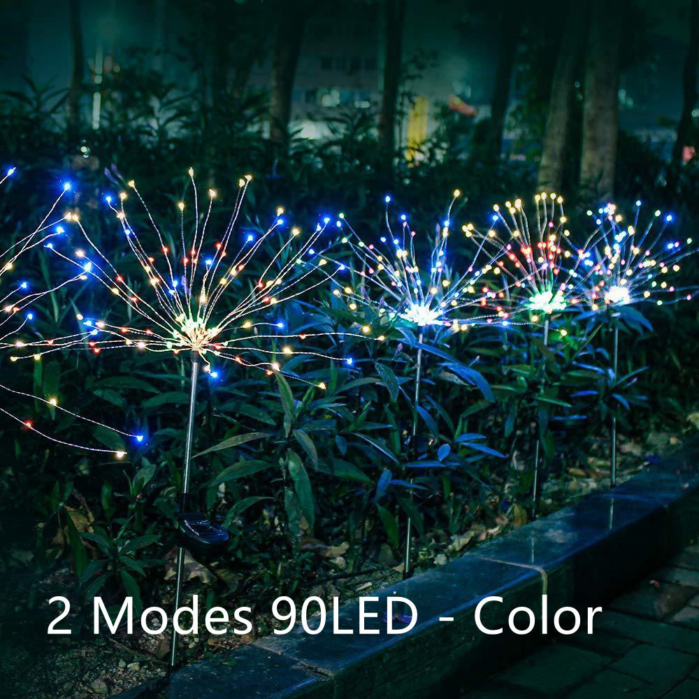 New Ground Plug Solar Fireworks Light LED Light String Copper Wire Outdoor Garden Decoration Star Lights Christmas Lights