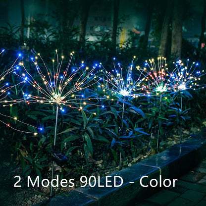 New Ground Plug Solar Fireworks Light LED Light String Copper Wire Outdoor Garden Decoration Star Lights Christmas Lights