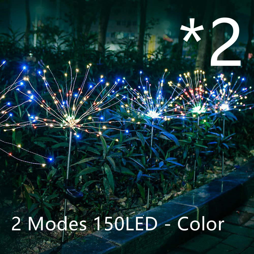 New Ground Plug Solar Fireworks Light LED Light String Copper Wire Outdoor Garden Decoration Star Lights Christmas Lights