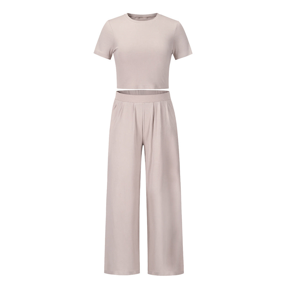 Short Sleeved T Shirt And Trousers Two Piece Suit Women