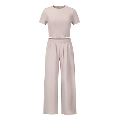 Short Sleeved T Shirt And Trousers Two Piece Suit Women