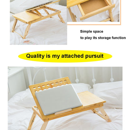 Height Adjustment Laptop Tray Desk Solid Wood Foldable Lazy Table Bed Tray